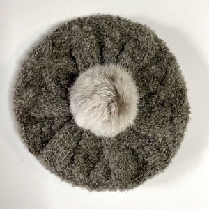 Winter Beanie with 100% Rabbit fur Pom Pom